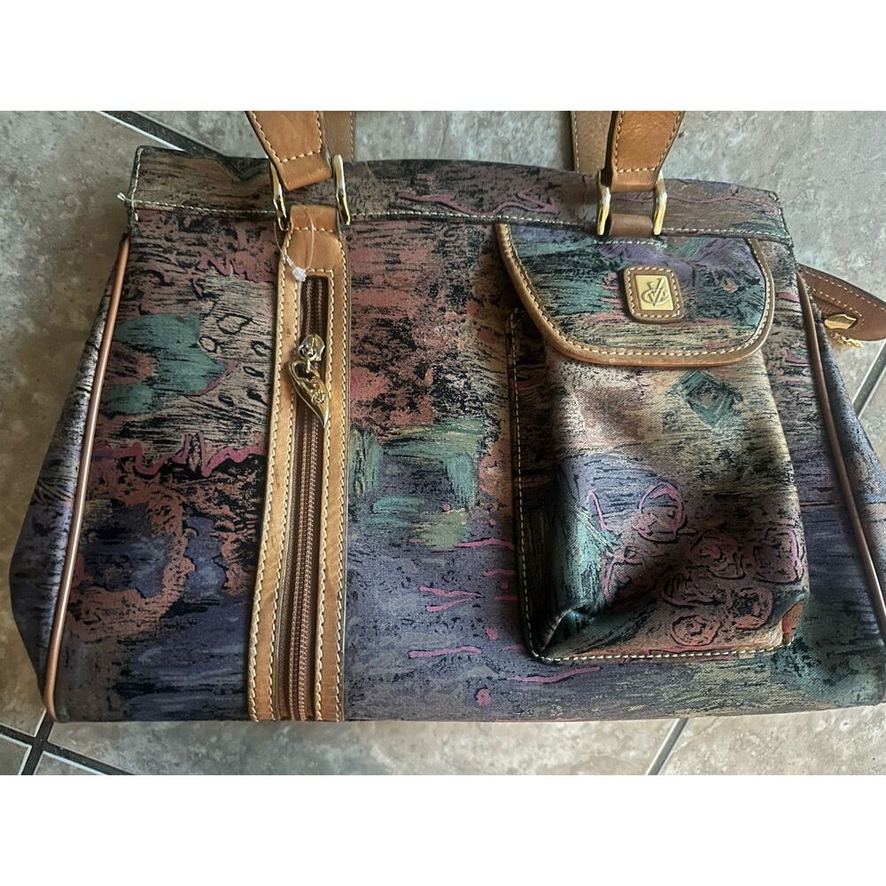VINTAGE - Vincent Van Gogh Canvas and Leather Handbag- Amsterdam-Abstract Design